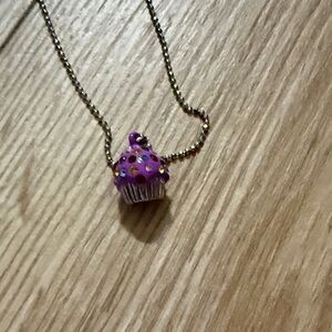 Purple Cupcake Pendant Necklace